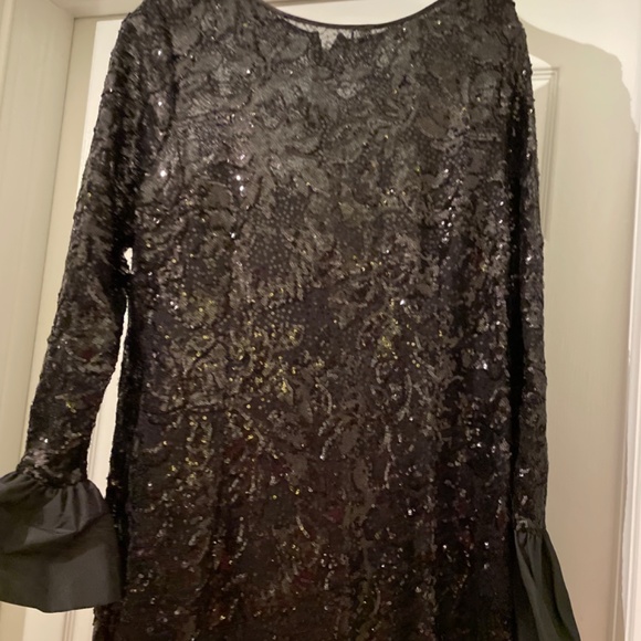 Teri jon size 16 black sequin dress - Picture 3 of 4